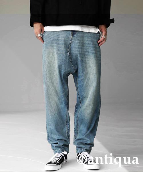 antiqua(アンティカ)の「サルエルデニム(デニムパンツ・レディース・ライトブルー/インディゴブルー・M/L/L/XL)」の9枚目の写真