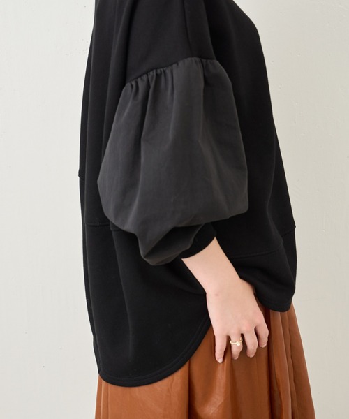 BEARDSLEY(ビアズリー)の「ネコ刺繍袖パフカットソー:すぐにお届け!(Tシャツ/カットソー・レディース・ブラック・FREE)」の10枚目の写真