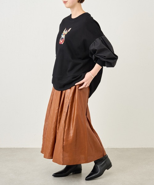 BEARDSLEY(ビアズリー)の「ネコ刺繍袖パフカットソー:すぐにお届け!(Tシャツ/カットソー・レディース・ブラック・FREE)」の16枚目の写真