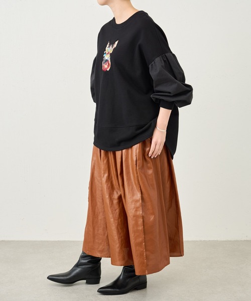 BEARDSLEY(ビアズリー)の「ネコ刺繍袖パフカットソー:すぐにお届け!(Tシャツ/カットソー・レディース・ブラック・FREE)」の17枚目の写真