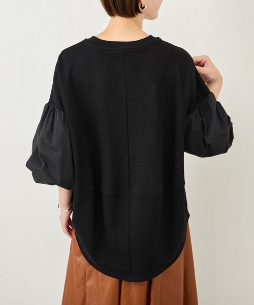 BEARDSLEY(ビアズリー)の「ネコ刺繍袖パフカットソー:すぐにお届け!(Tシャツ/カットソー・レディース・ブラック・FREE)」の4枚目の写真