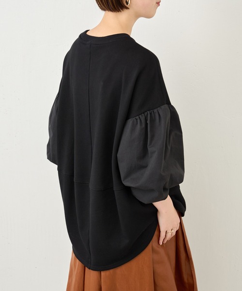 BEARDSLEY(ビアズリー)の「ネコ刺繍袖パフカットソー:すぐにお届け!(Tシャツ/カットソー・レディース・ブラック・FREE)」の3枚目の写真