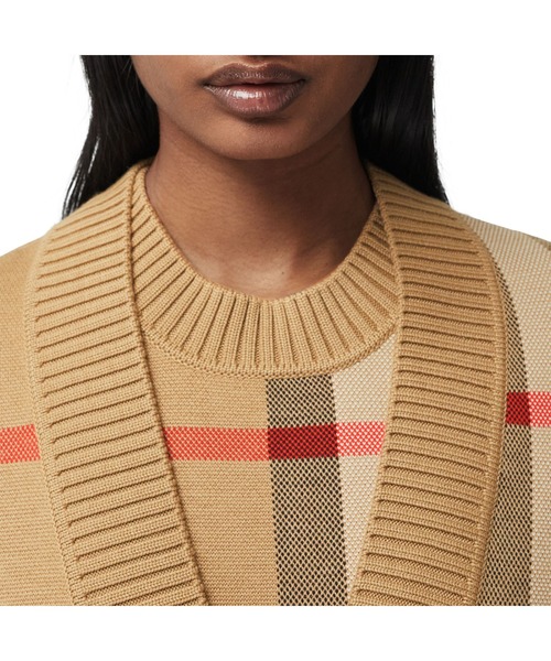 BURBERRY(バーバリー)の「チェック テクニカルウール ジャカードカーディガン(カーディガン/ボレロ・レディース・ベージュ系・L/XS)」の4枚目の写真