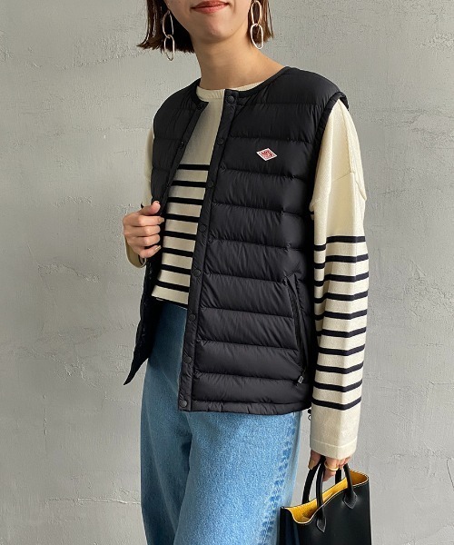 DANTON（ダントン）の「[DANTON/ダントン] クルーネック インナーダウンベスト（ダウンベスト・レディース・ブラック/サンドベージュ/ライトベージュ・S/M/XS）」の8枚目の写真