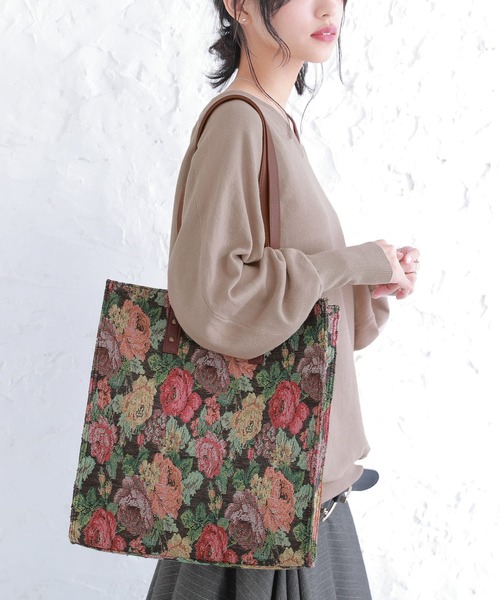 osharewalker（オシャレウォーカー）の「【廃盤】『花柄ゴブランデザイントートバッグ』（トートバッグ・レディース・ブラック/ブルー・FREE）」の8枚目の写真