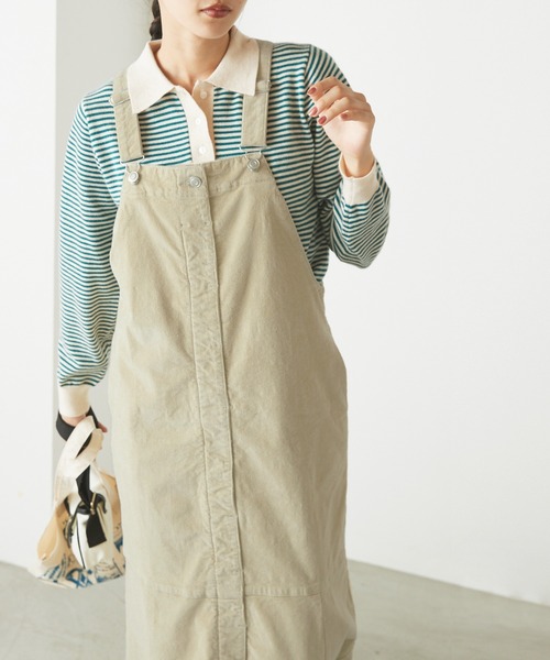 forksy.(フォルクシー)の「【forksy.】デニム/コーデュロイ フレアヘムサロペットワンピース(ジャンパースカート・レディース・ブラック/ネイビー/カーキ/アイボリー・FREE)」の10枚目の写真