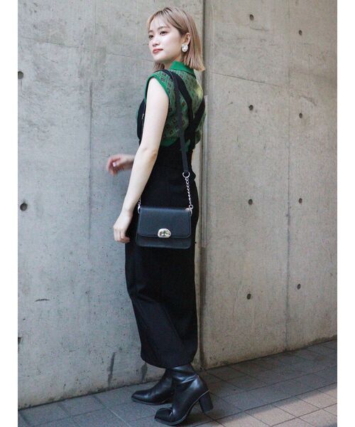 MURUA（ムルーア）の「タイトボタンジャンパースカート（ワンピース・レディース・ブラック/アイボリー/マスタード・1/2）」の8枚目の写真