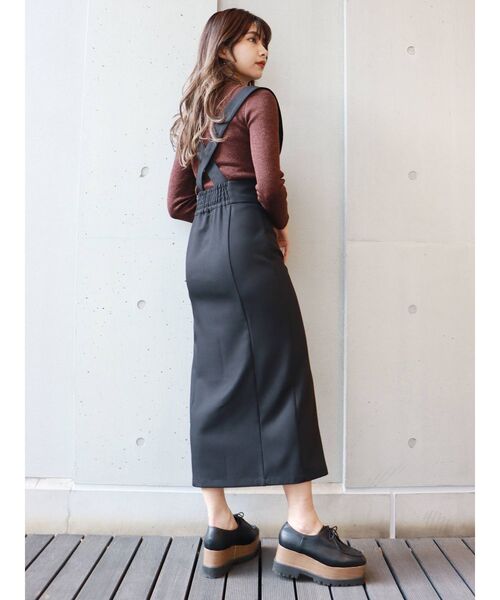 MURUA（ムルーア）の「タイトボタンジャンパースカート（ワンピース・レディース・ブラック/アイボリー/マスタード・1/2）」の11枚目の写真