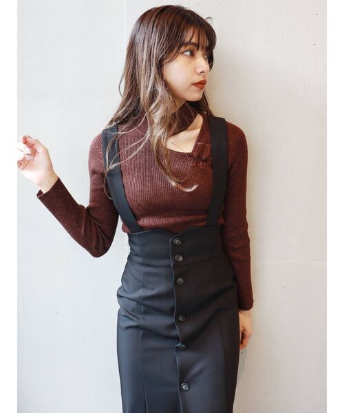 MURUA（ムルーア）の「タイトボタンジャンパースカート（ワンピース・レディース・ブラック/アイボリー/マスタード・1/2）」の12枚目の写真