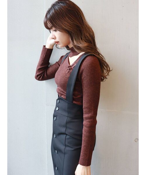 MURUA（ムルーア）の「タイトボタンジャンパースカート（ワンピース・レディース・ブラック/アイボリー/マスタード・1/2）」の13枚目の写真