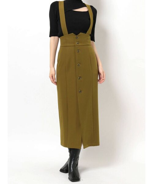 MURUA（ムルーア）の「タイトボタンジャンパースカート（ワンピース・レディース・ブラック/アイボリー/マスタード・1/2）」の20枚目の写真