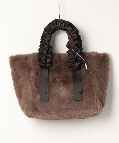 EDIT COLOGNE（エディットコロン）の「《EDIT COLOGNE》フリルハンドルファーバッグ（ショルダーバッグ・レディース・ベージュ/ブラウン/グレー・ﾌﾘ-）」の2枚目の写真