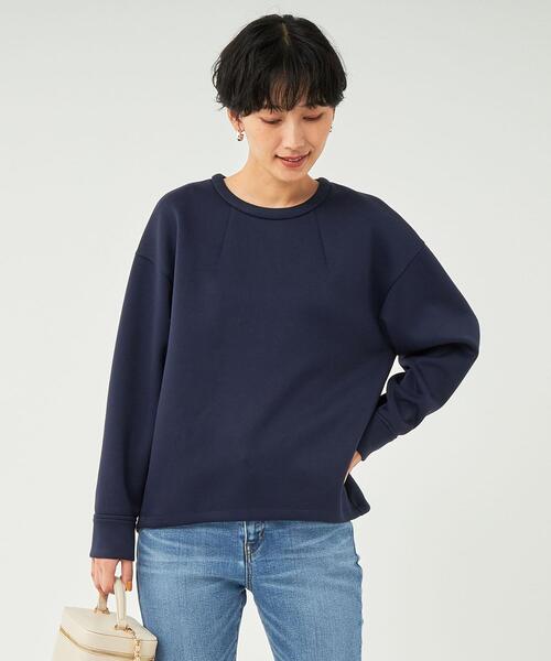 green label relaxing(グリーンレーベルリラクシング)の「ツイル バック ジップ プルオーバー カットソー(Tシャツ/カットソー・レディース・ネイビー/ライラック/オフホワイト・FREE)」の3枚目の写真