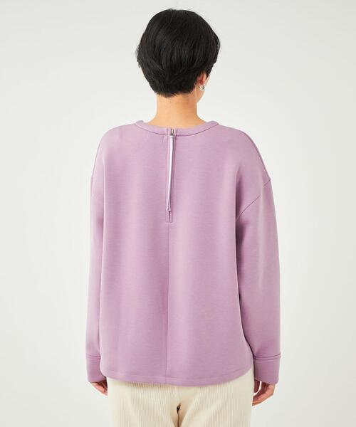 green label relaxing(グリーンレーベルリラクシング)の「ツイル バック ジップ プルオーバー カットソー(Tシャツ/カットソー・レディース・ネイビー/ライラック/オフホワイト・FREE)」の6枚目の写真