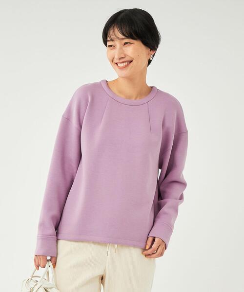 green label relaxing(グリーンレーベルリラクシング)の「ツイル バック ジップ プルオーバー カットソー(Tシャツ/カットソー・レディース・ネイビー/ライラック/オフホワイト・FREE)」の11枚目の写真