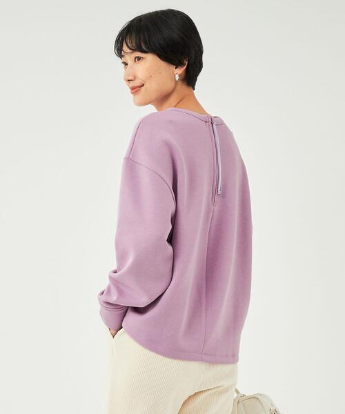 green label relaxing(グリーンレーベルリラクシング)の「ツイル バック ジップ プルオーバー カットソー(Tシャツ/カットソー・レディース・ネイビー/ライラック/オフホワイト・FREE)」の12枚目の写真
