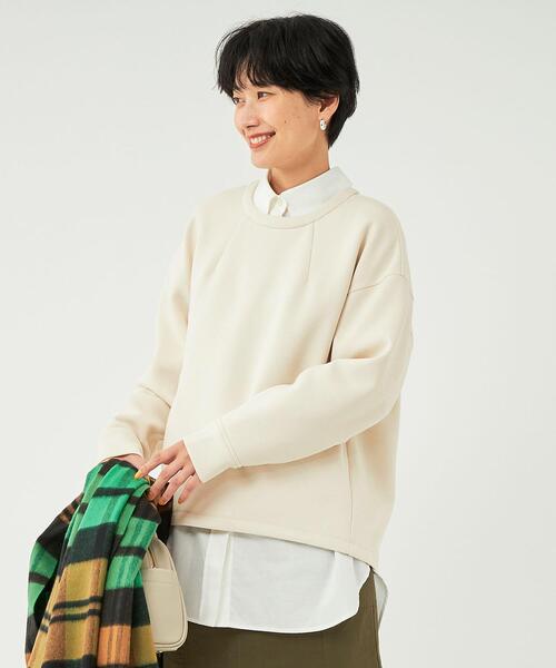 green label relaxing(グリーンレーベルリラクシング)の「ツイル バック ジップ プルオーバー カットソー(Tシャツ/カットソー・レディース・ネイビー/ライラック/オフホワイト・FREE)」の18枚目の写真