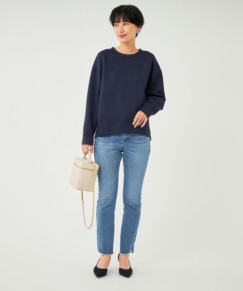 green label relaxing(グリーンレーベルリラクシング)の「ツイル バック ジップ プルオーバー カットソー(Tシャツ/カットソー・レディース・ネイビー/ライラック/オフホワイト・FREE)」の22枚目の写真