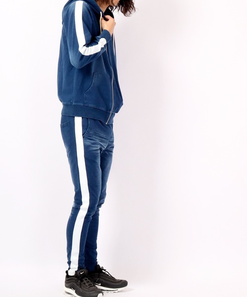 EVOLUTION(エボリューション)の「Sideline vintage style jogger pants / サイドライン古着風ジョガーパンツ unisex(その他パンツ・メンズ・サックスブルー/ネイビー・XL/XXL/L/M)」の21枚目の写真