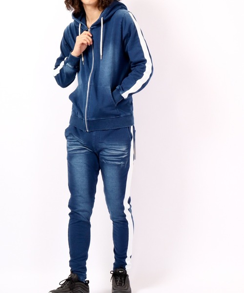 EVOLUTION(エボリューション)の「Sideline vintage style jogger pants / サイドライン古着風ジョガーパンツ unisex(その他パンツ・メンズ・サックスブルー/ネイビー・XL/XXL/L/M)」の18枚目の写真