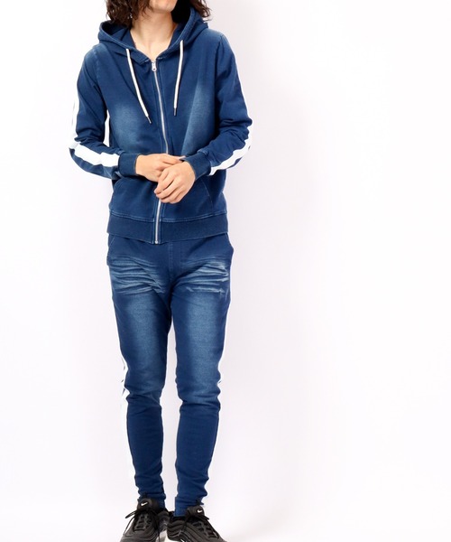 EVOLUTION(エボリューション)の「Sideline vintage style jogger pants / サイドライン古着風ジョガーパンツ unisex(その他パンツ・メンズ・サックスブルー/ネイビー・XL/XXL/L/M)」の19枚目の写真