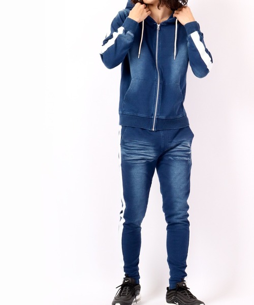 EVOLUTION(エボリューション)の「Sideline vintage style jogger pants / サイドライン古着風ジョガーパンツ unisex(その他パンツ・メンズ・サックスブルー/ネイビー・XL/XXL/L/M)」の20枚目の写真