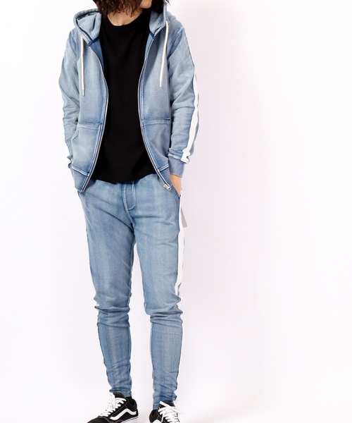 EVOLUTION(エボリューション)の「Sideline vintage style jogger pants / サイドライン古着風ジョガーパンツ unisex(その他パンツ・メンズ・サックスブルー/ネイビー・XL/XXL/L/M)」の6枚目の写真