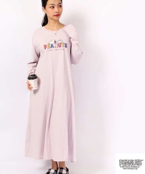 PEANUTS(ピーナッツ)の「PEANUTS スヌーピー ロングワンピース(ワンピース・レディース・ライトカーキ/ラベンダー/ブルー/ブルーグレー・M/L)」の5枚目の写真