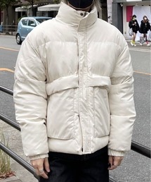 Chikashitsu +（チカシツプラス）の「【Chikashitsu +】cropped pocket padding jacket / 【チカシツプラス】クロップドポケットパディング長袖ダウンジャケット（ダウンジャケット/コート）」