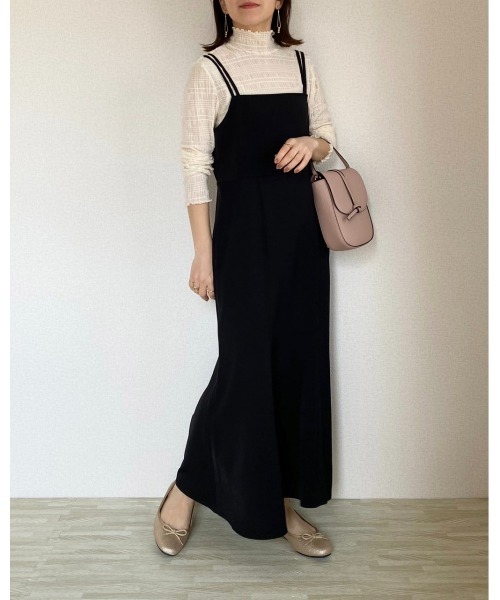 She's Closet（シーズクローゼット）の「【低身長向け/高身長向けサイズあり】ダブルストラップハイウエスト裾フレアロングマーメイドキャミワンピース（ワンピース・レディース・ブラック/ブラウン・FREE/SHORT/TALL）」の22枚目の写真