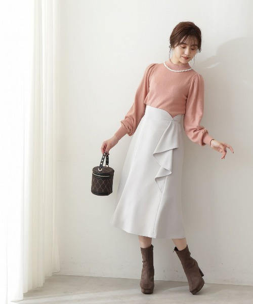 PROPORTION BODY DRESSING(プロポーションボディドレッシング)の「ラッフルマーメイドスカート / 1213120101(スカート・レディース・グレー/ダークグレー/ライトグリーン・MEDIUM/SMALL/X-SMALL)」の4枚目の写真