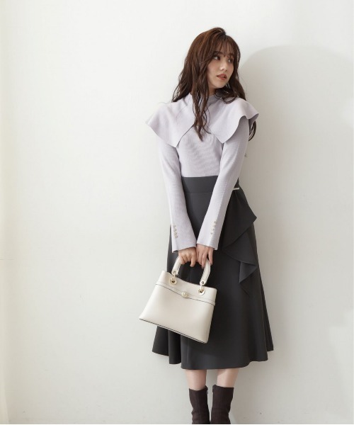 PROPORTION BODY DRESSING(プロポーションボディドレッシング)の「ラッフルマーメイドスカート / 1213120101(スカート・レディース・グレー/ダークグレー/ライトグリーン・MEDIUM/SMALL/X-SMALL)」の6枚目の写真