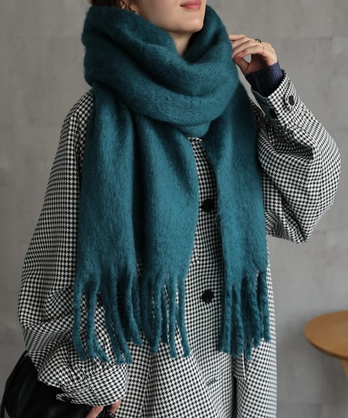 セール】<ふわふわ>ボリュームフリンジマフラー/ストール/ショール