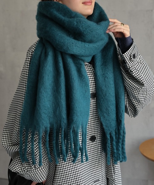 セール】<ふわふわ>ボリュームフリンジマフラー/ストール