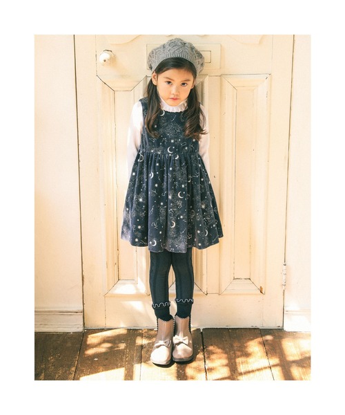 BeBe（ベベ）の「BeBe/【お揃い】ベロア星座柄ワンピース(90