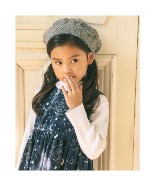 BeBe（ベベ）の「BeBe/【お揃い】ベロア星座柄ワンピース(90