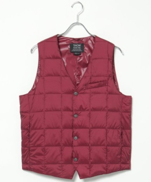 TAION（タイオン）の「TAION タイオン Vネックダウンジレ（ダウンベスト・メンズ・ブラック/ベージュ/ネイビー/ボルドー/チョコ/チャコール・S/M/L/XL）」の6枚目の写真