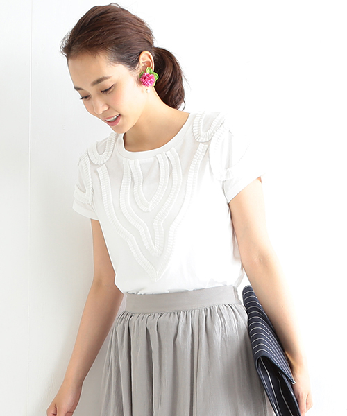 BEAMS LIGHTS Women's(ビームスライツ ウィメンズ)の「Anisha / サリナ Tシャツ(Tシャツ/カットソー・レディース・ホワイト/サックスブルー・FREE)」の2枚目の写真