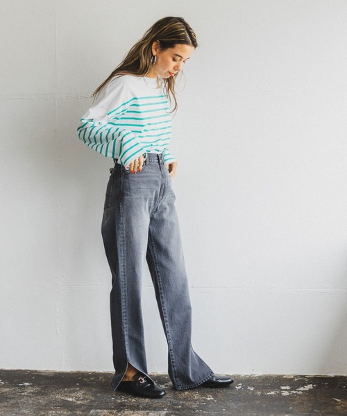 BAYFLOW(ベイフロー)の「ストレートジーンズ23SS(デニムパンツ・レディース・インディゴブルー/ブラック・MEDIUM/LARGE/SMALL)」の5枚目の写真
