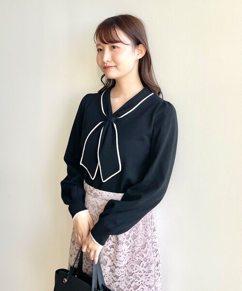 index（インデックス）の「◆バイカラー ボウタイニット（ニット/セーター・レディース・ホワイト系その他6/ブラック系4/ブルー系9/ホワイト系その他5・36/38/42/40）」の14枚目の写真