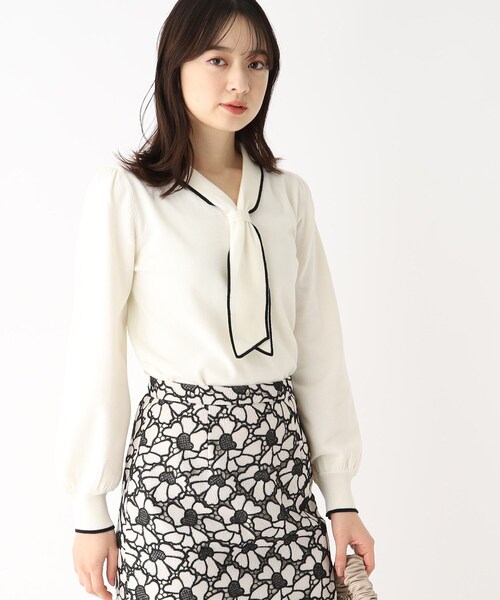 index（インデックス）の「◆バイカラー ボウタイニット（ニット/セーター・レディース・ホワイト系その他6/ブラック系4/ブルー系9/ホワイト系その他5・36/38/42/40）」の21枚目の写真