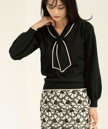 index | ◆バイカラー ボウタイニット(ニット/セーター)