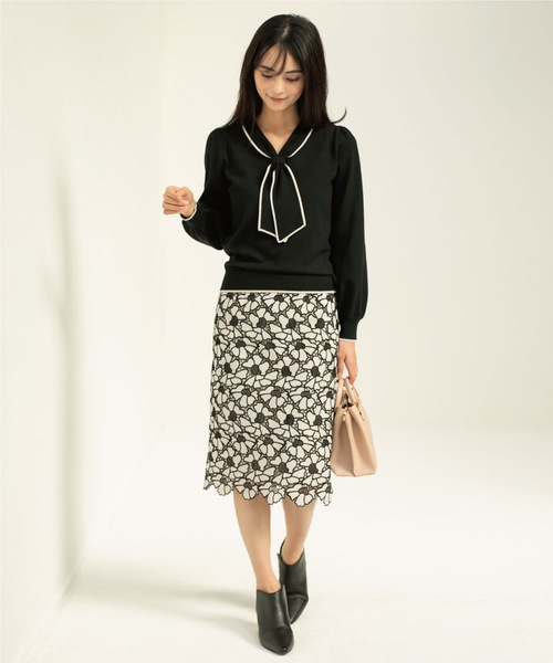 index（インデックス）の「◆バイカラー ボウタイニット（ニット/セーター・レディース・ホワイト系その他6/ブラック系4/ブルー系9/ホワイト系その他5・36/38/42/40）」の12枚目の写真