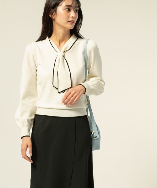 index（インデックス）の「◆バイカラー ボウタイニット（ニット/セーター・レディース・ホワイト系その他6/ブラック系4/ブルー系9/ホワイト系その他5・36/38/42/40）」の16枚目の写真