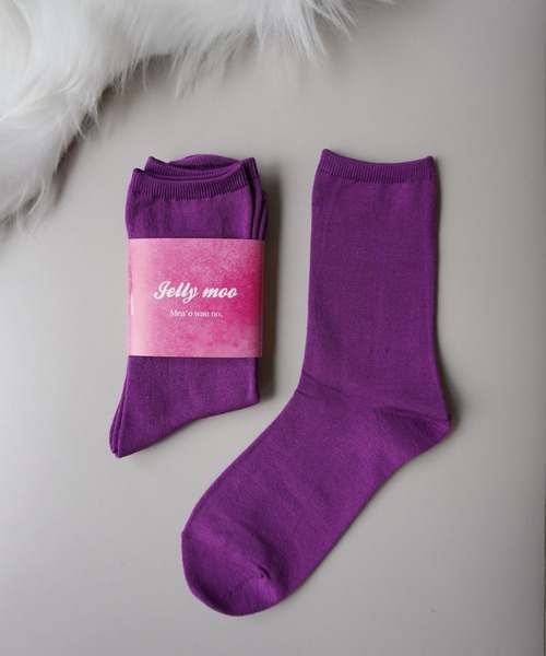 Jelly moo（ジェリームー）の「【 Jelly moo / ジェリームー 】 カラフル 無地 ソックス / カラーソックス / ネオンソックス（ソックス/靴下・レディース・ベビーピンク/ピンク/レッド/グリーン/ホワイト/パープル/ベージュ/オレンジ/イエロー/ネイビー・FREE）」の5枚目の写真