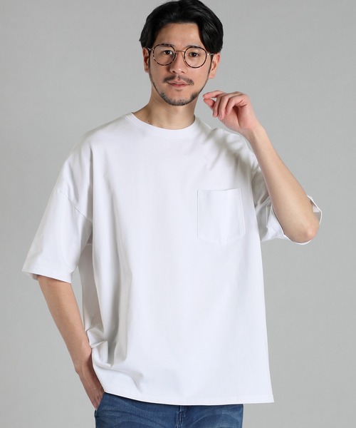 LANVIN en Bleu(ランバンオンブルー)の「シリコンバイオ加工 オーバーサイズ ビッグシルエット ポケットTシャツ(Tシャツ/カットソー・メンズ・ライトグリーン/ホワイト/ブルー・46/48/50/52)」の2枚目の写真