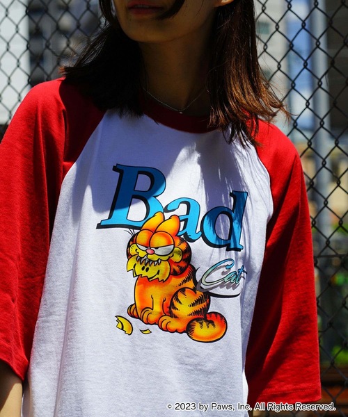 ☆YARDSALE☆ Jeans Co ロゴ パフプリント Tシャツ 2色 セール】【Garfield/ガーフィールド】コラボ ラグランTシャツ