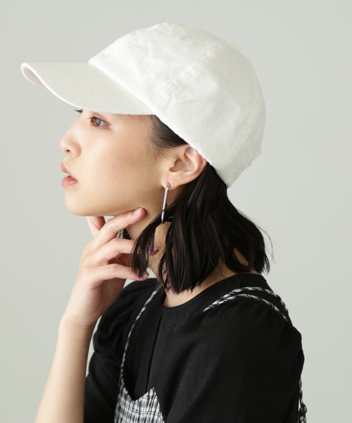 FREE'S MART（フリーズマート）の「◆ベーシックリネンキャップ（キャップ・レディース・ホワイト/ブラック/ベージュ・ﾌﾘ-）」の4枚目の写真