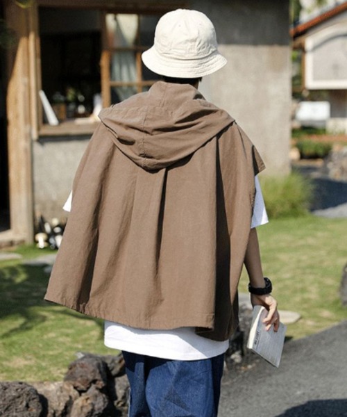 MGV（エムジーヴィー）の「フード付きクロップド丈ベスト（ベスト・メンズ・ブラウン/グレー/ブラック・MEDIUM/X-LARGE/LARGE）」の7枚目の写真