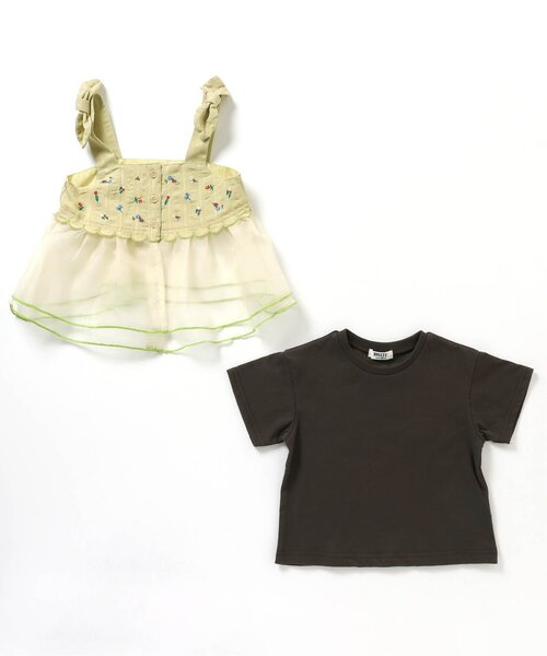 BREEZE（ブリーズ）の「2Pセット キャミ×Tシャツ（Tシャツ/カットソー・キッズ・オフホワイト/レモンイエロー・100/90/140/110/120/80/130）」の12枚目の写真